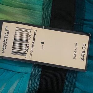 BCBG Teal and Black Woven Dress